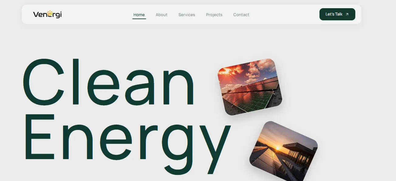 Venergi solar and security website preview